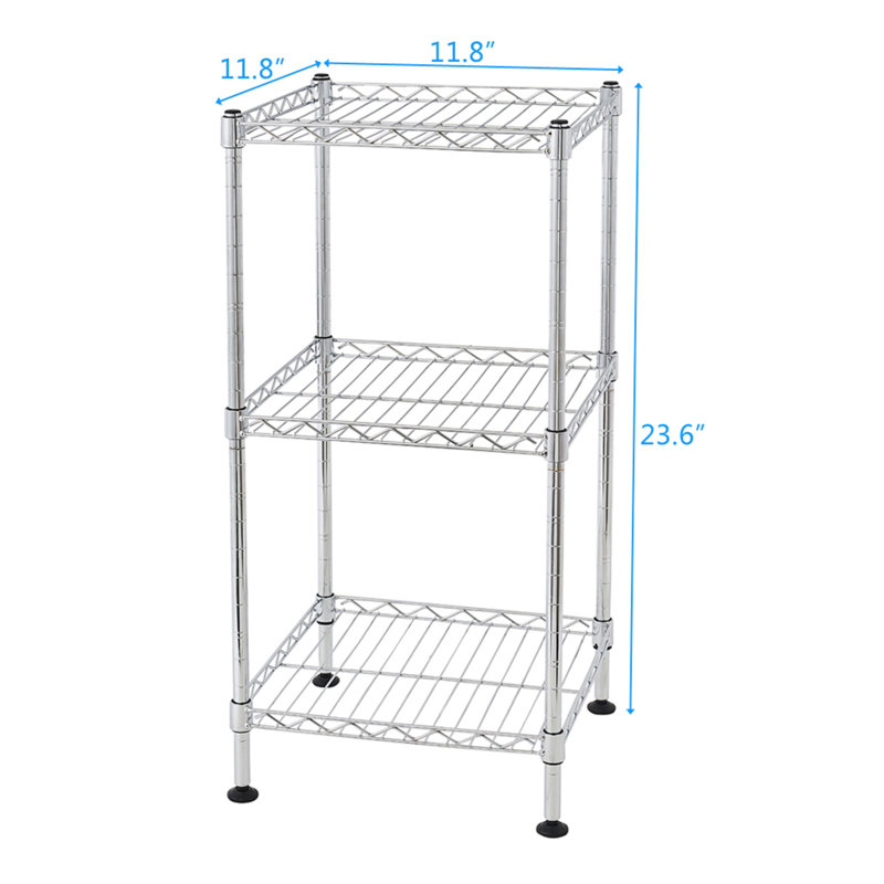 Étagère en fil d'acier à 3 niveaux, H 23,62 po x l 11,81 po x P 11,81 po