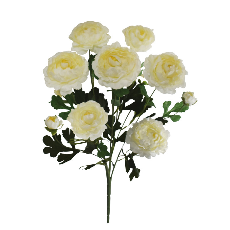 19" Ranunculus Bush - 14 Heads, Cream