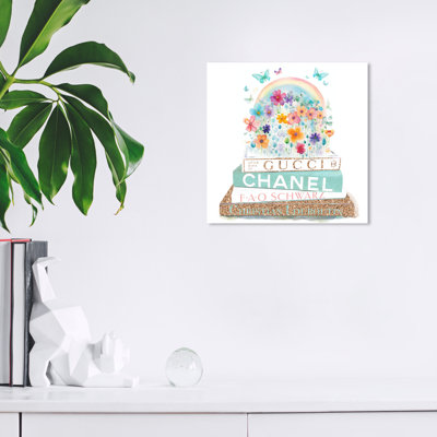 «Fantasy and Sci-Fi Flowers and Butterflies over livres Glam», reproduction d'art sur toile