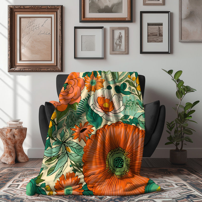 Couverture fleurs Pop Art, Lit simple
