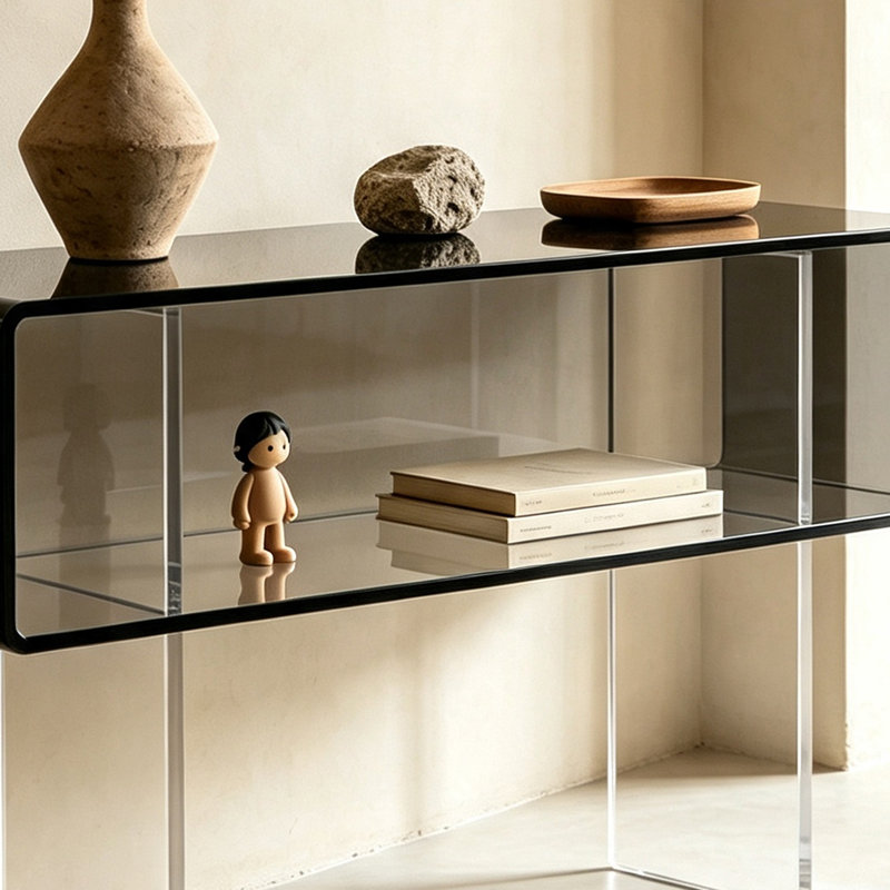Console de rangement moderne en acrylique, 29.53" H x 31.5" W x 11.81" D