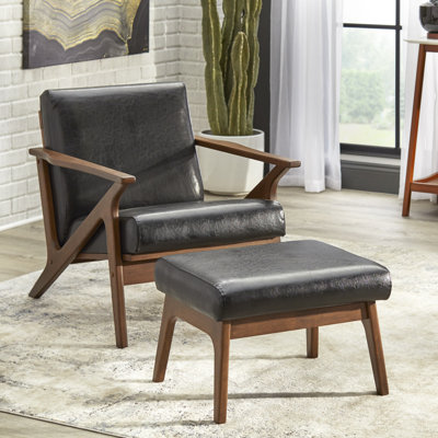 Choudhury Vegan Leather Armchair with Ottoman
