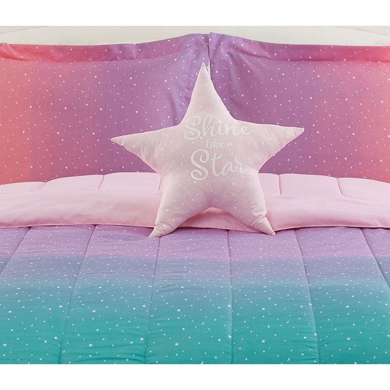 ALEX + BELLA Jada Celestial Ombre Pink Microfiber Comforter Set, Twin Comforter + 1 Shams + 1 Throw Pillow