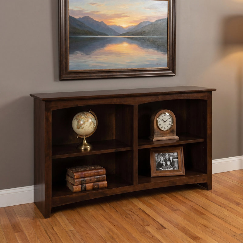 Malani 36" H Solid Wood Classic Bookcase, Coffee, (2 Shelves) 29"H x 49.75"W x 12.875"D