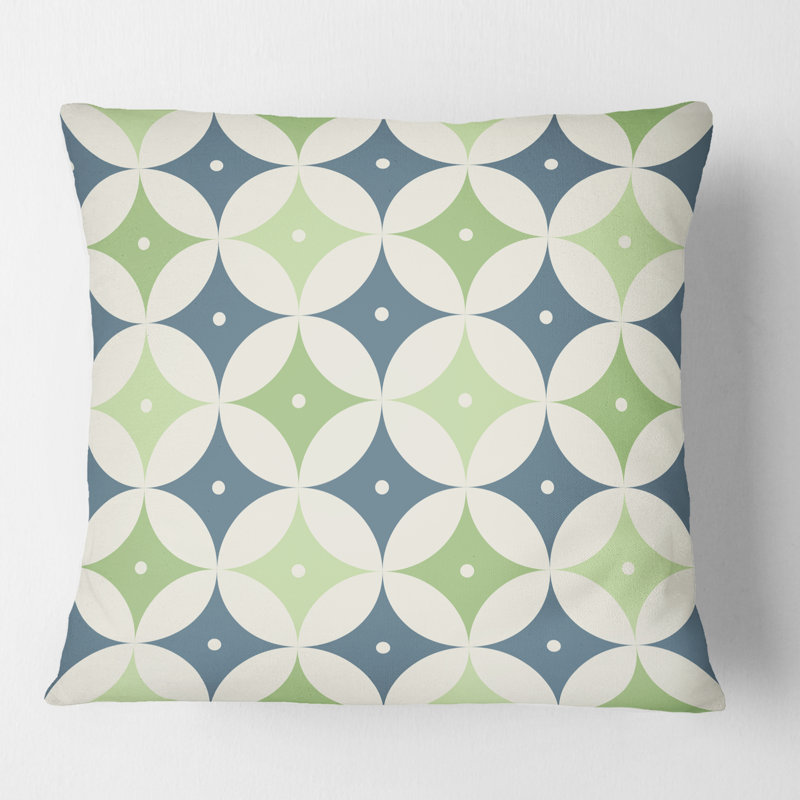 Coussin décoratif rétro imprimé géométrique V - Mid-Century, 18 po x 18 po