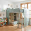 Lit mezzanine pour enfants avec tablettes intégrées et tiroir de rangement, conception bicolore, chambre d'adolescent moderne-201168112-201168115