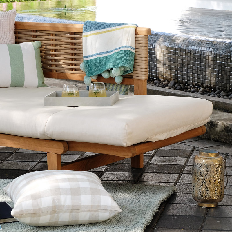Fumero 79'' Teak Outdoor Patio Daybed with Cushions