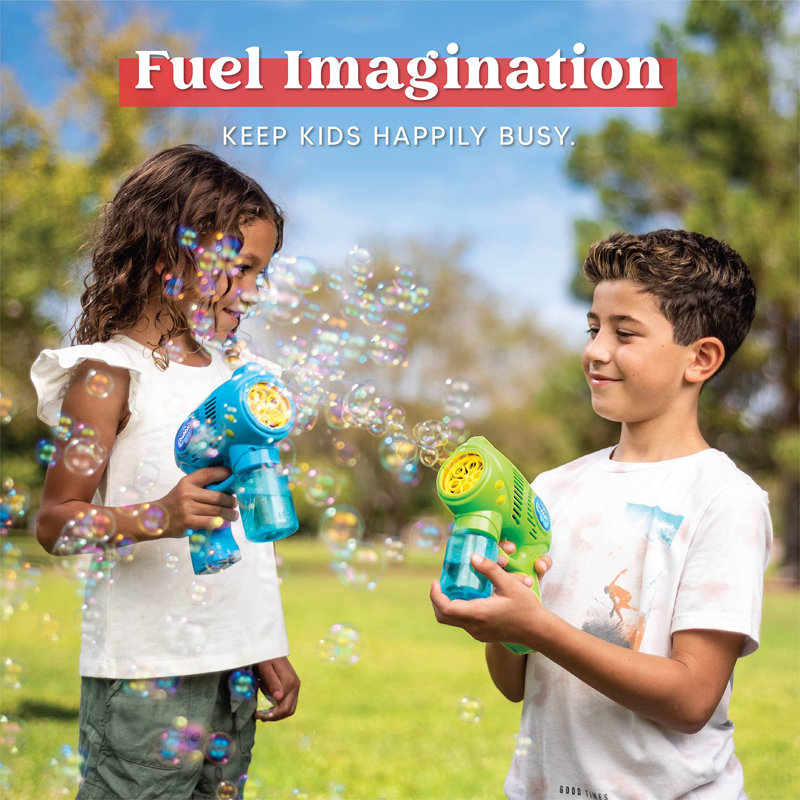 2 Kids Bubble Gun with 2 Bottles Refill Solution