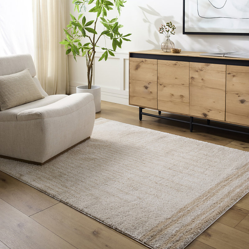 Machine Washable Shaggy Boho Beige Area Rug, Rectangle 160 x 213cm