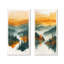 Ensemble de 2 pièces d'art mural orange et vert forêt sauvage au coucher du soleil I-1670004246-1670004247-1670004245