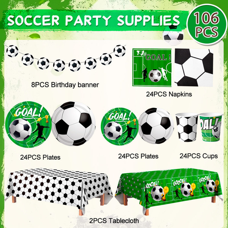 Soccer Party Tableware, Soccer Birthday Tableware Set