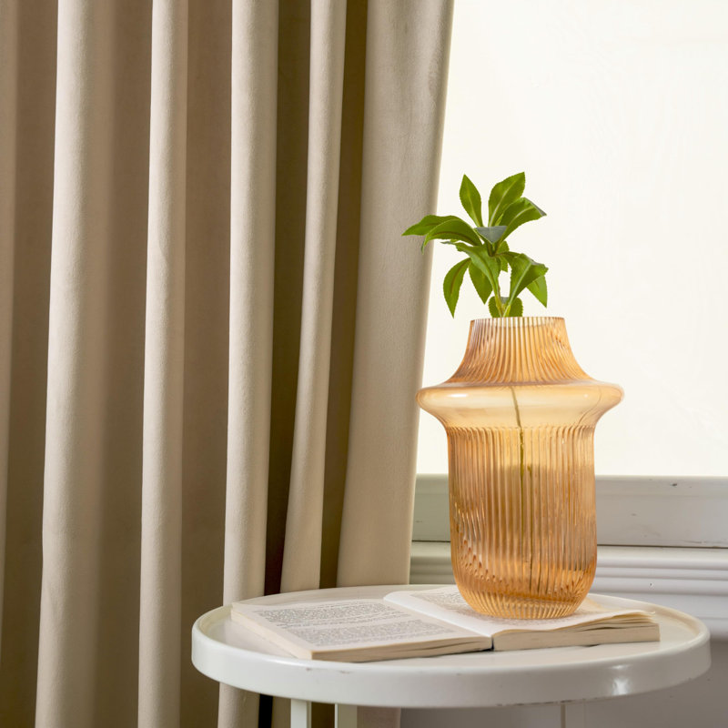 Velvet Curtains Room Darkening Curtains 2 Panel Set Super Soft luxury Grommet Curtains, Camel Beige, 52" W x 84" L