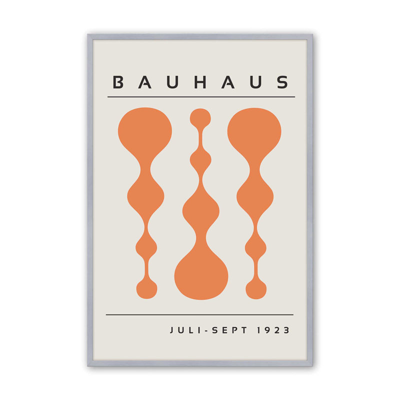 Orange Retro Bauhaus, reproduction d'affiche dans un cadre, Reproduction encadrée sans passe-partout, Chrome poli