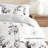 Gray All Season Down-Alternative Reversible Comforter Set in Vintage Magnolia Stripe-1903946809