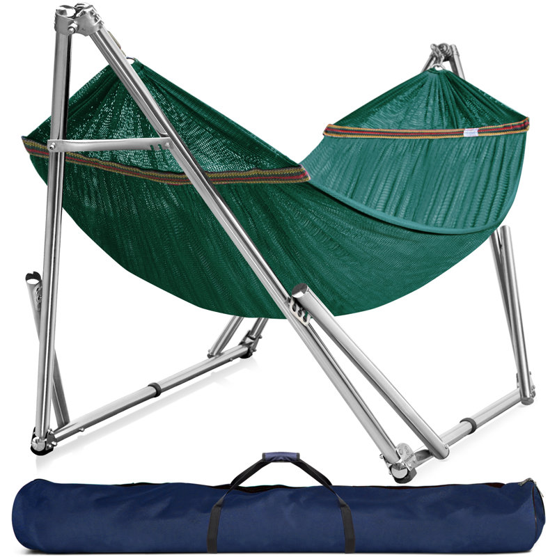 Support de hamac réglable, hamac de camping pliable et support, support de hamac double de luxe d'une capacité de 650 lb pour 2 personnes, assemblage facile, antidérapant et silencieux