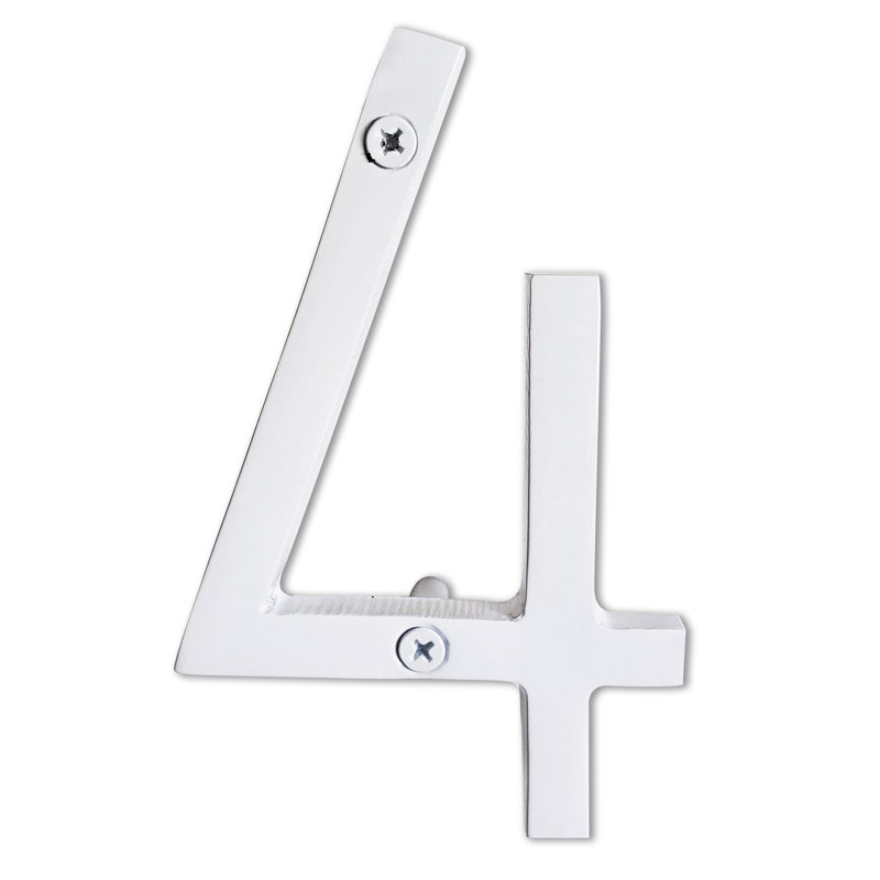 Numéro de maison en métal flottant, 6", Blanc, 4