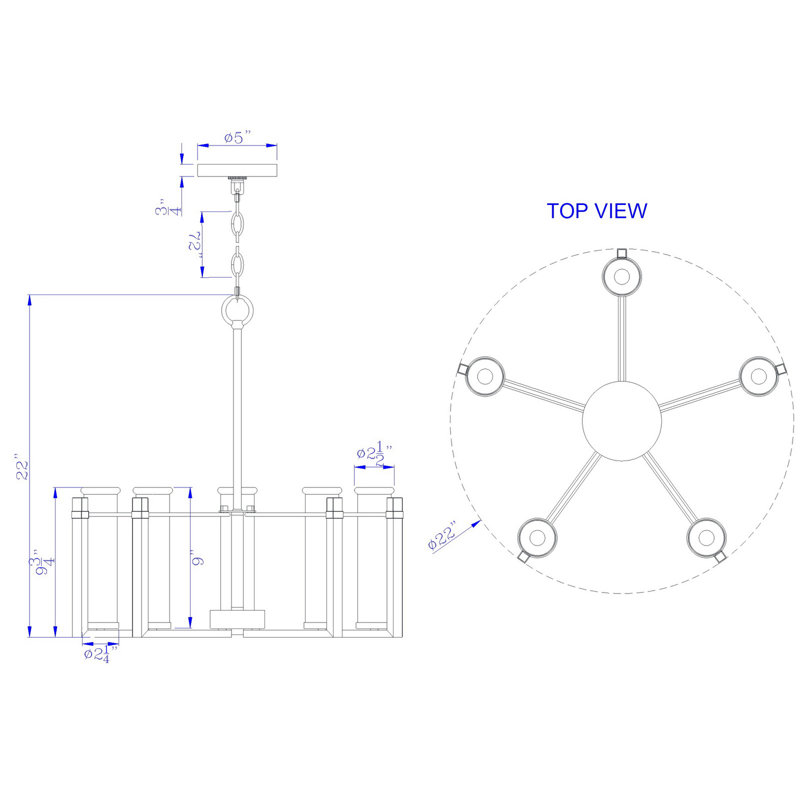 5 - Light Dimmable Drum Chandelier