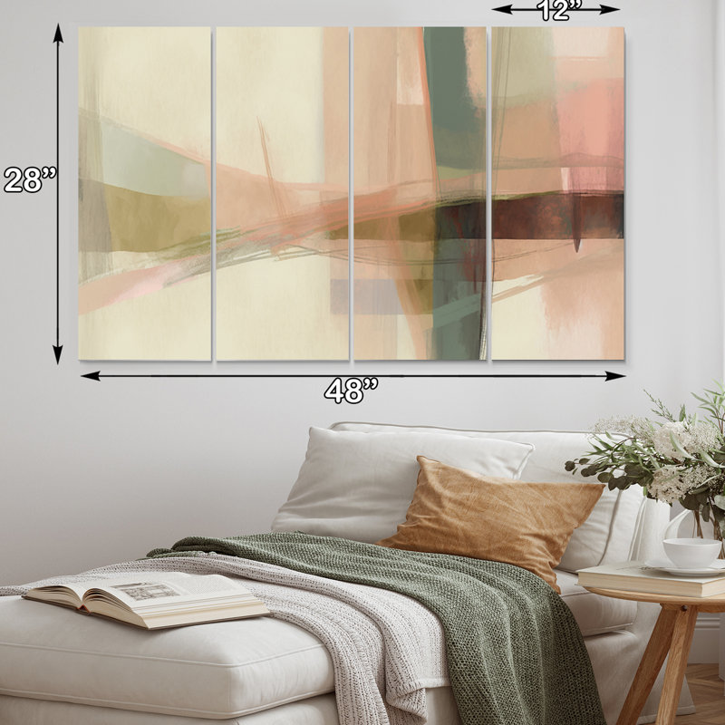 «Simplicity Vintage Pink Minimalisme II» sur toile, reproduction de 4 pièces