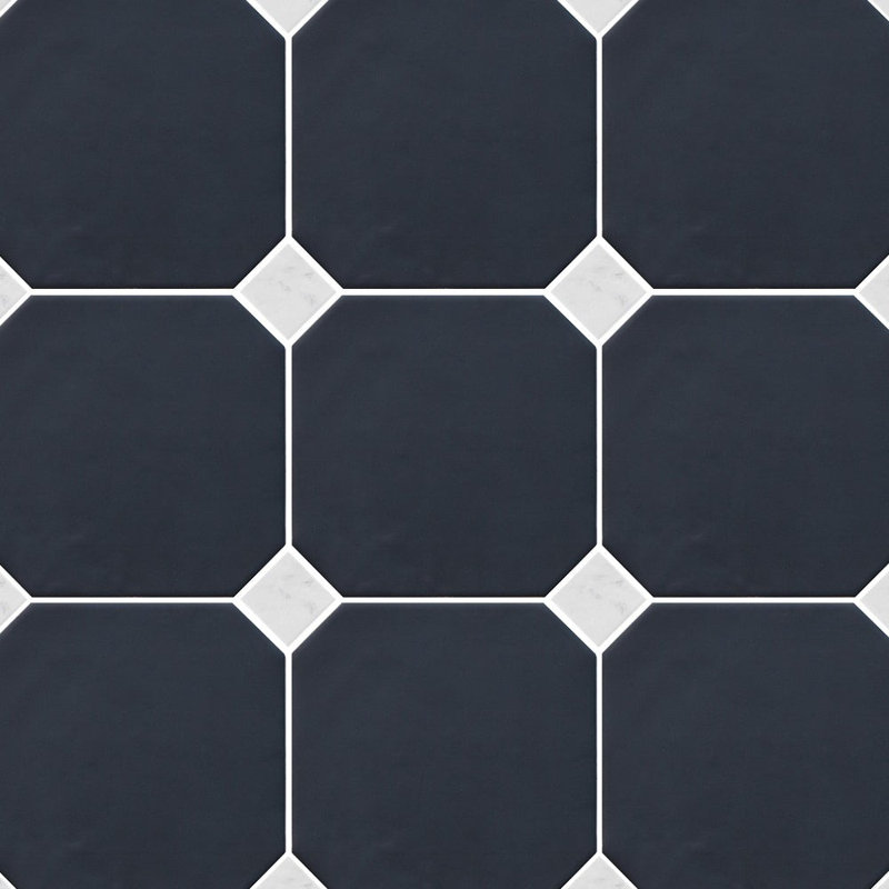 Lisbon Black With Marmol White Dot Floor and Wall Porcelain Tile, Black