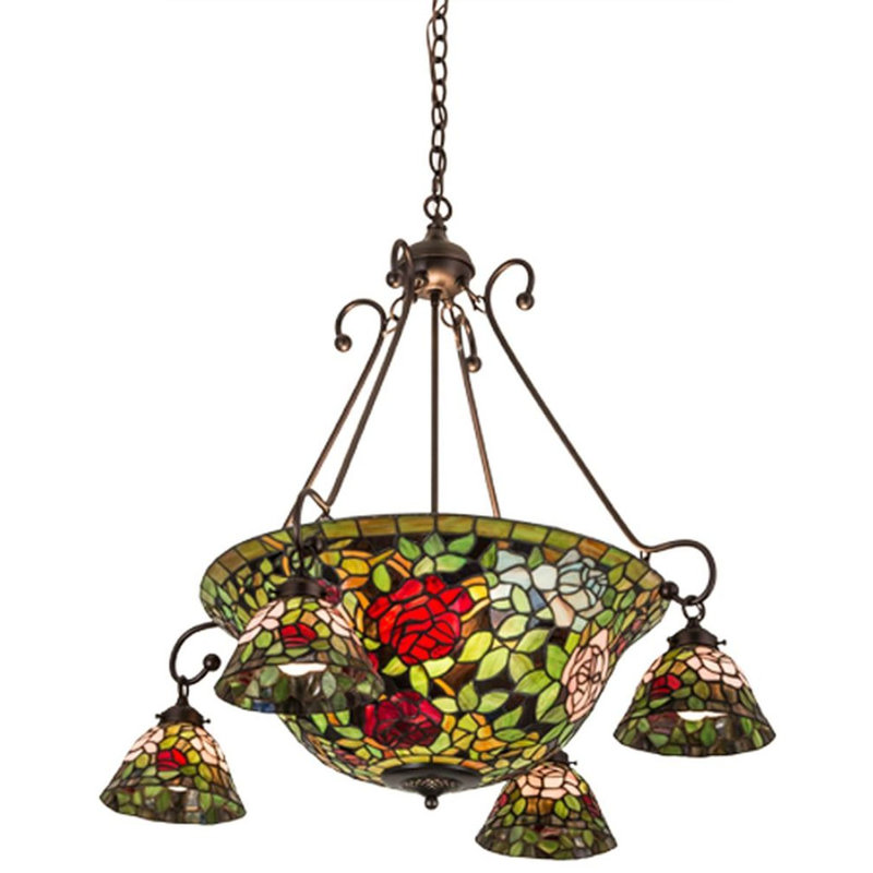 Tiffany Rosebush 10 - Light Chandelier