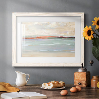 Sienna Horizon I - Art mural mural mat et encadré sous verre acrylique, grand salon