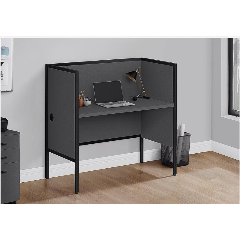 Bureau de bureau, l 48 po, bureau, travail, qualité commerciale, stratifié gris, métal noir, contemporain, moderne