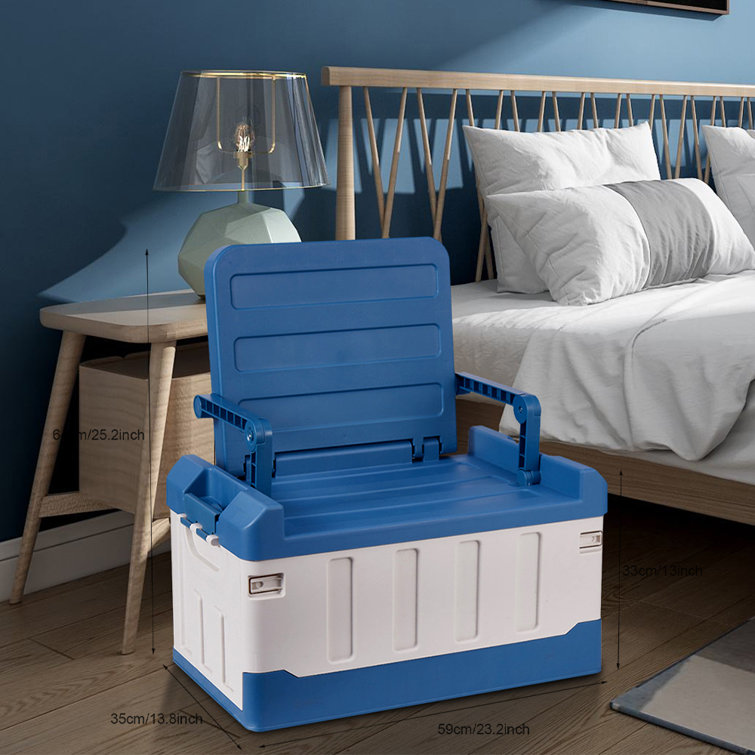 K6101-L 55L Folding Car Trunk Organizer Box Camping PP Storage Case -  Blue