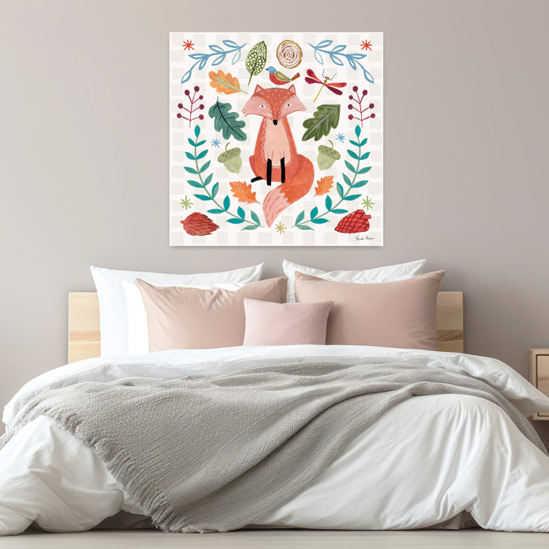 Art contemporain bleu fantaisiste avec des animaux, H 32 po x l 32 po