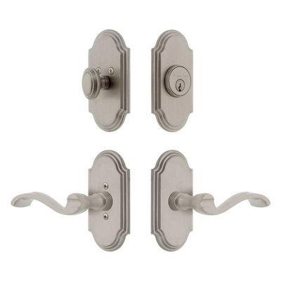 Grandeur Arc Short Plate Entry Set with Portofino Lever in Antique Pewter