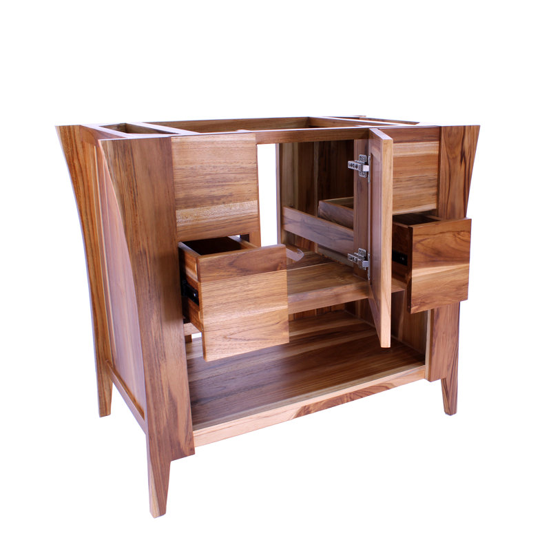 Meuble-lavabo en bois de teck de 36 po EcoDecor, Brun