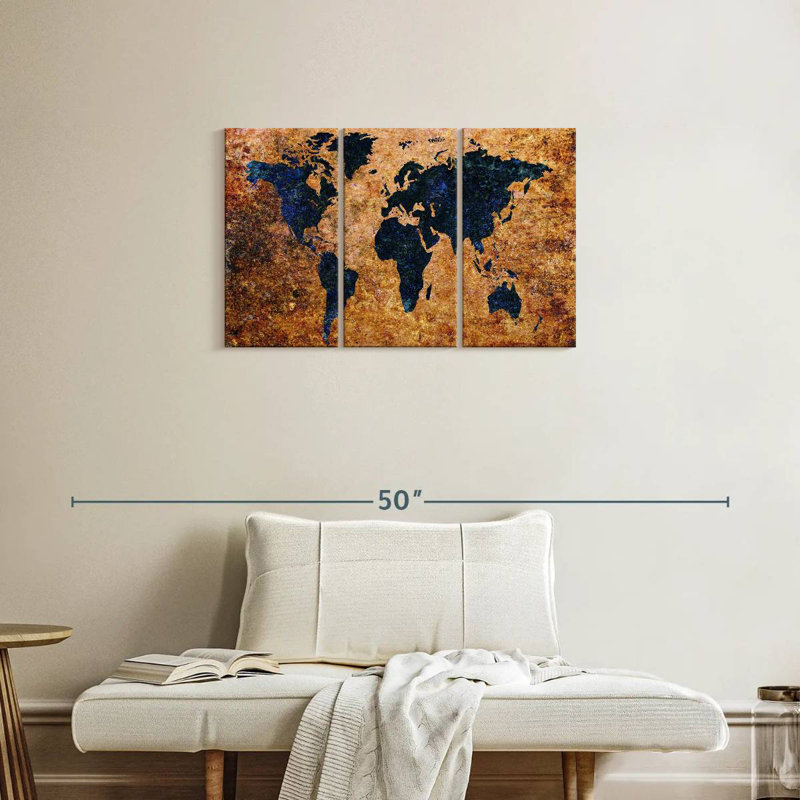 Carte du monde grunge Aliaz, H 20 po x l 33 po