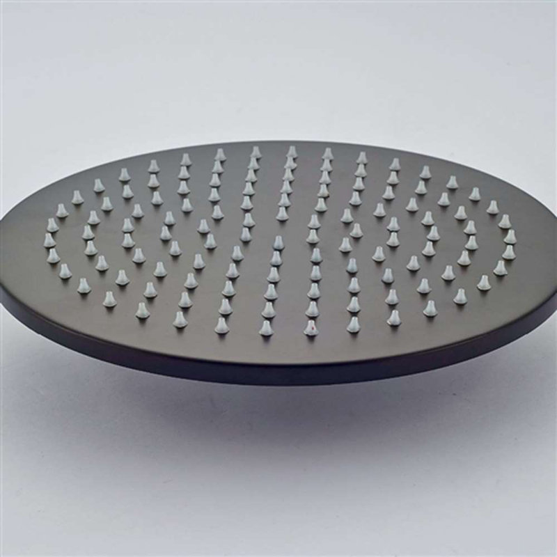 Round Matte Black LED Rainfall Shower Set with Brass Mixer Valve