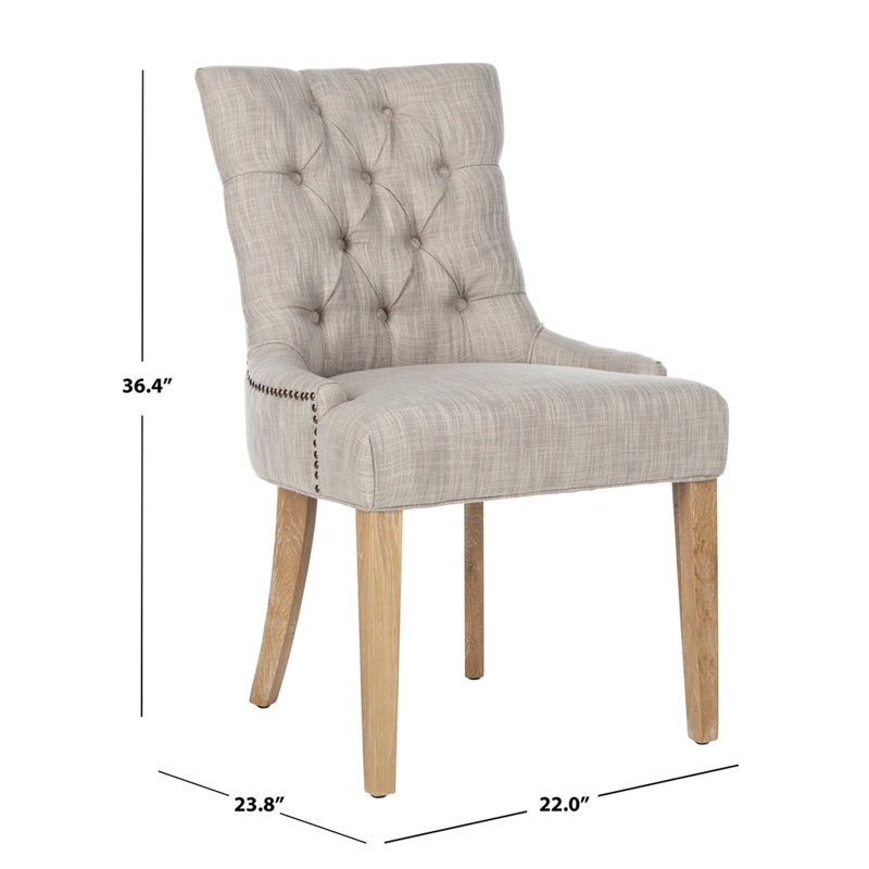19.5'' H Upholstered Side Chair, Gray, White Wash