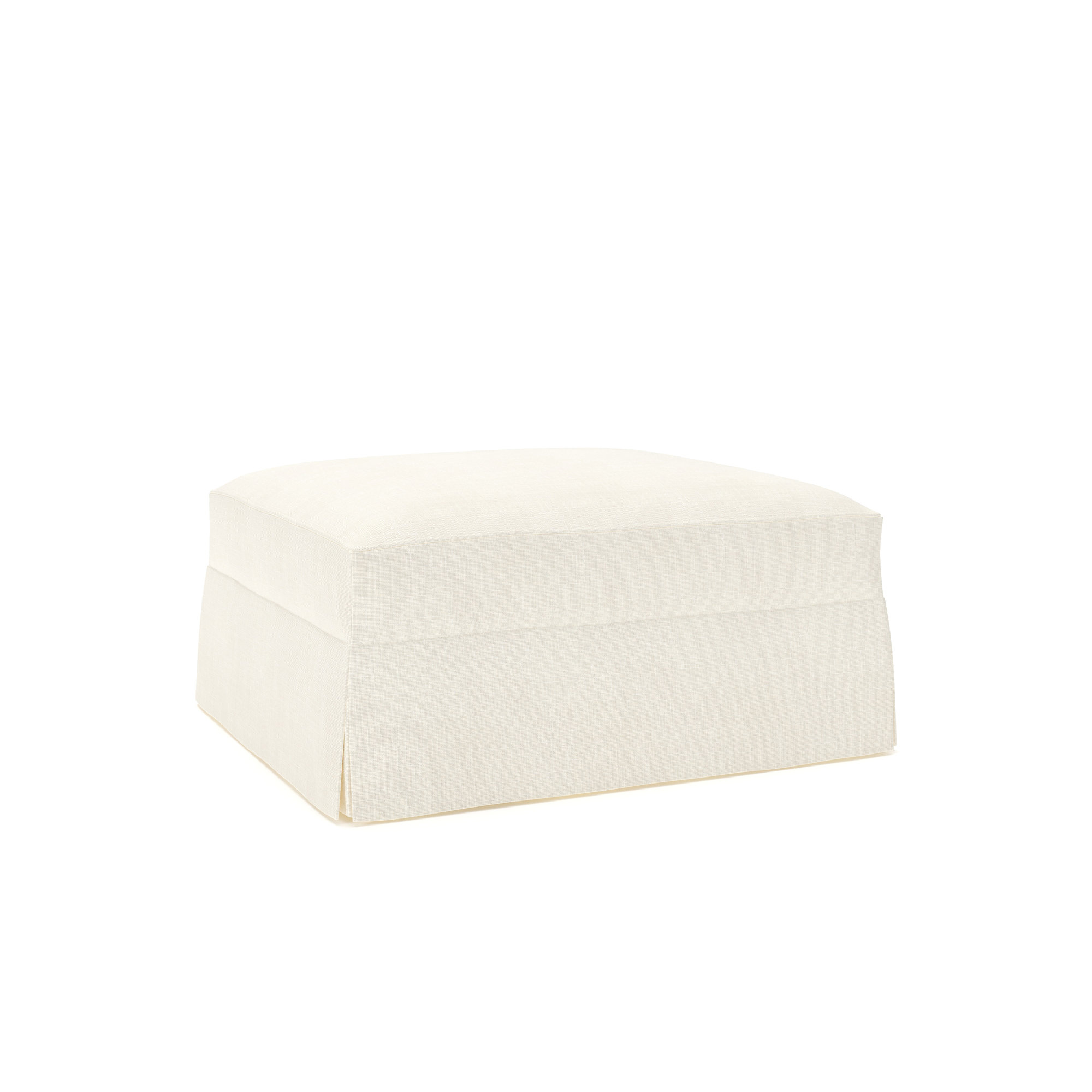 Lucia Upholstered Ottoman, Conversation Pearl Basketweave