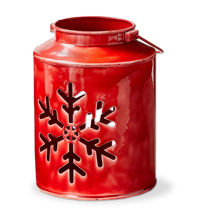 Snowflake Enamel Lantern Large, 8'' H x 6'' W x 6'' D