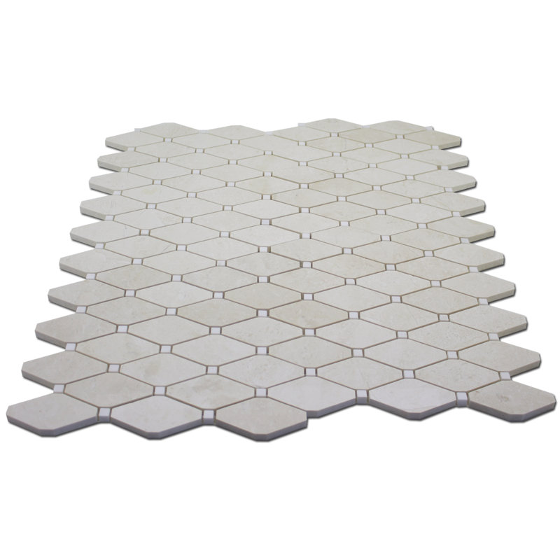 2" x 4" Marble Octagon and Dot Mosaic Tile