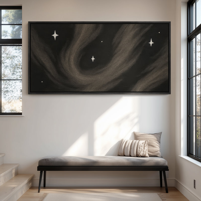 Très grand art mural rétro encadré pour art classique, Noir, H 30 po x l 60 po