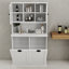 Laundry Basket Cabinet In White - Two Compartment Design Stable & With Adjustable Shelves-933375951-933375949