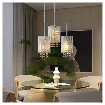 Ensemble de 3 luminaires suspendus Modern Crystal
