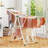 Foldable Metal Laundry Drying Rack with Height Adjustable Wings, 18 Drying Rails Beige-264394334-264394335