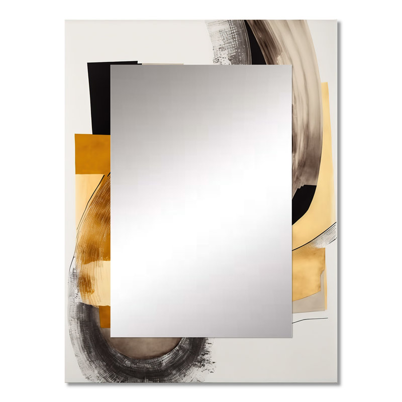 Glam Art Deco Abstract IV - Abstract Mirror, Black Unique Wall Mirror, Printed Metal Art, 32" x 24"