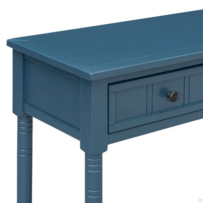 Daisy Series Console Table Traditional Design with Two Drawers and Bottom Shelf (Dark Navy)