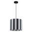 Ensemble de 2 luminaires suspendus cylindriques modernes 1 lumière 12,6 "avec abat-jour en tissu rayé et cordon réglable, noir et blanc (sans ampoules)