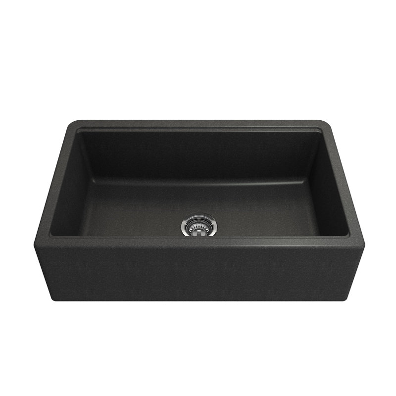 Arona 33'' L Single Basin Kitchen Sink, Metallic Black