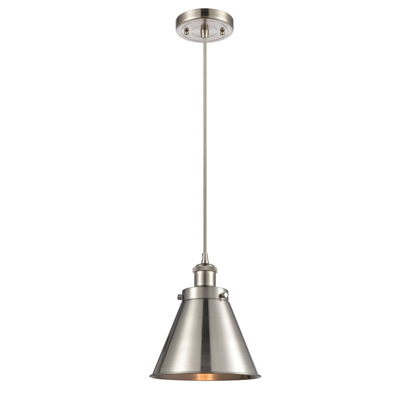 Luminaire suspendu conique à 1 lumière Donovan, Nickel satiné brossé, Ampoule non incluse