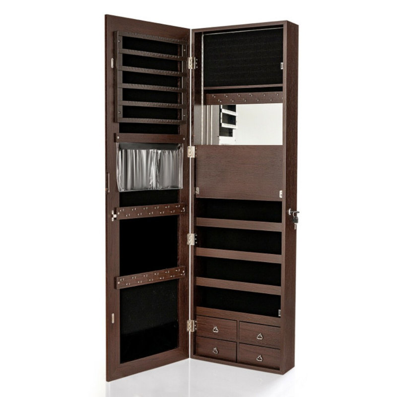 Armoire à bijoux avec miroir, Brun