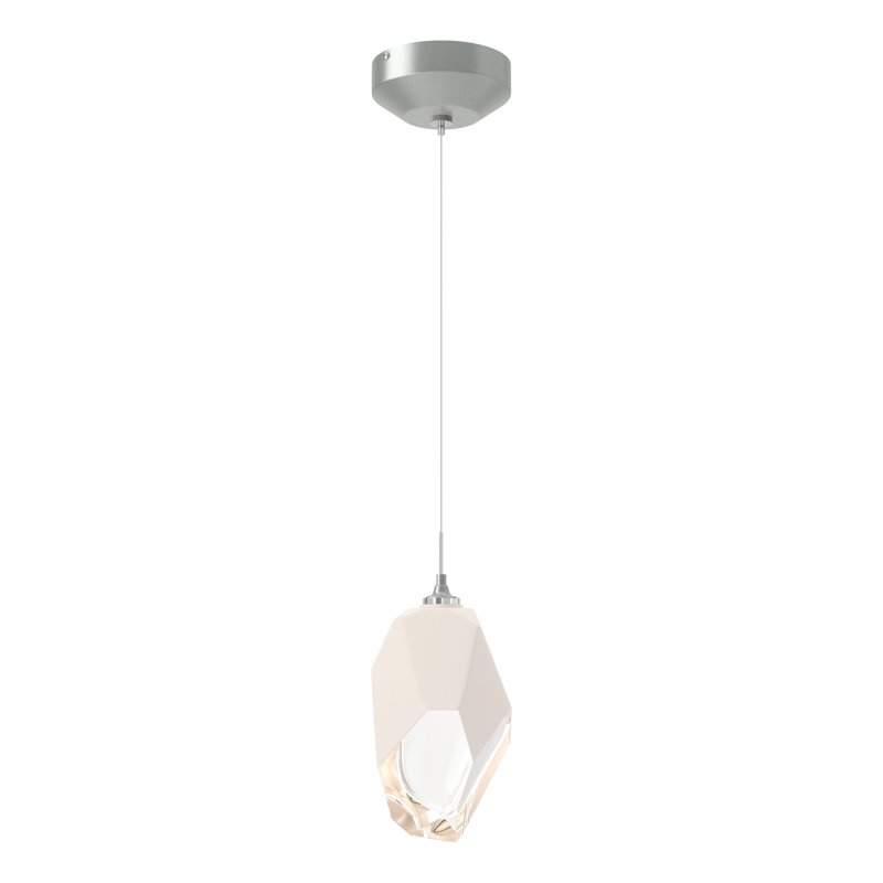 Chrysalis Single Geometric Pendant, White, Vintage Platinum