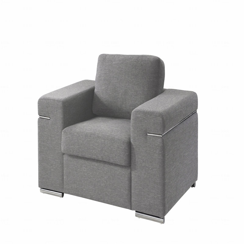 Fauteuil rembourré en tissu tissé gris clair