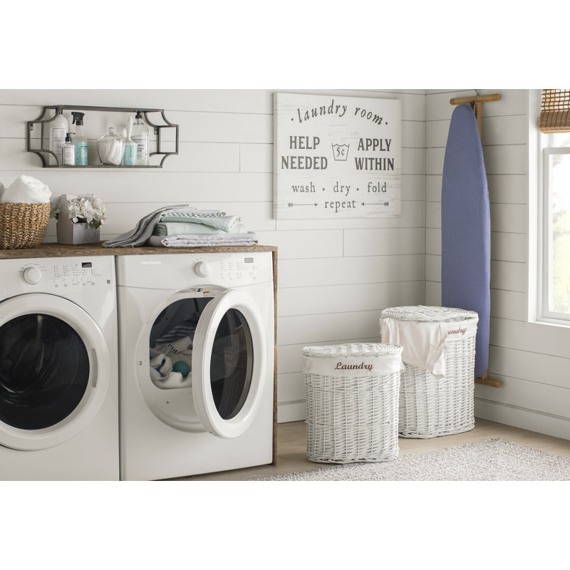 Wicker Laundry Set, White