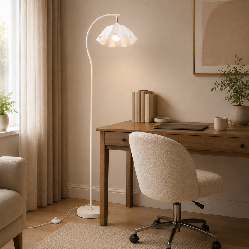 Lampe sur pied réglable à 1 lumière avec pétales 3 couleurs 59 po Modern